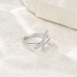 Anello con Fiocco in Moissanite Pavé, Argento Sterling 925, Design a Nastro Delicato per Donne, Regalo di Anniversario, Gioielleria Fine - Product Image 2