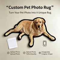 Tapis personnalisé pour animaux de compagnie, tapis en peluche en forme de chien irrégulier, tapis décoratif personnalisé avec portrait d'animal, cadeau pour les amoureux des animaux