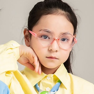 儿童圆形抗蓝光硅胶平板眼镜时尚眼镜潮流学习舒适椭圆形框架老年儿童眼镜 - Product Image 1