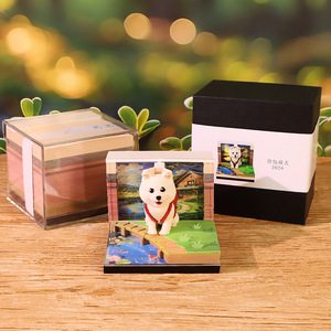 Bloc de Notas 3D con Diseño de Perro Samoyedo, Notas Adhesivas Creativas con Grabado Láser en Papel, Decoración de Escritorio con Animal Bonito, Regalo Artístico para Oficina, Escuela y Hogar - Product Image 5