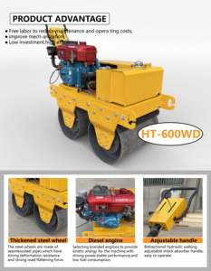 Rodillo Vibratorio de Doble Tambor Autopropulsado de 550 kg con Motor Changchai y Componentes Centrales de Engranajes (0.55 Toneladas) - Product Image 3