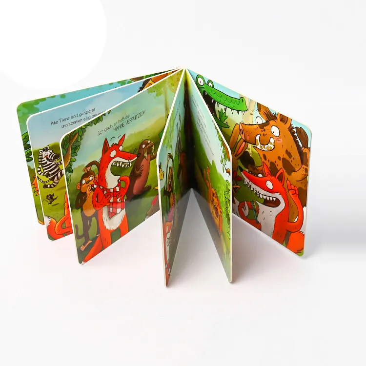 Cetakan buku papan kardus anak-anak cetak kustom ramah lingkungan sesuai permintaan