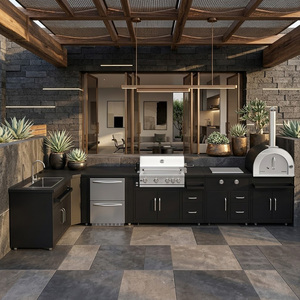 Meubles de cuisine extérieurs modulaires OEM SS304 pour villa, <span class=keywords><strong>protection</strong></span> environnementale, toucher frais, avec évier et robinet - Product Image 2