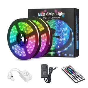 แถบไฟ LED อัจฉริยะ20ม.,ชุดรีโมทคอนโทรล44ปุ่ม12V ยืดหยุ่น SMD 65.6FT RGB 5050เปลี่ยนสี