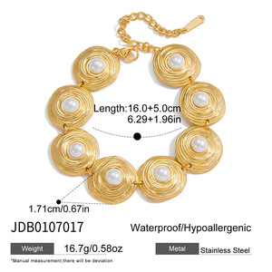 18K PVD mạ vàng thanh lịch duyên dáng Vòng Đeo Tay Thép không gỉ độ sáng cao ngọc trai hình dạng hình học dễ thương phong cách cho ngày kỷ niệm - Product Image 6