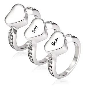 Stainless Steel Heart Cremation Urn Ring Hold Loved Ones Ashes for Funeral Keepsake Gift Memorial Jewelry for Dad Mom Son Sister