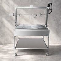 Grill Santa Maria 1200 mm avec rôtissoire, levage manuel par volant, en acier inoxydable, parrilla argentine, rôtissoire pour agneau entier