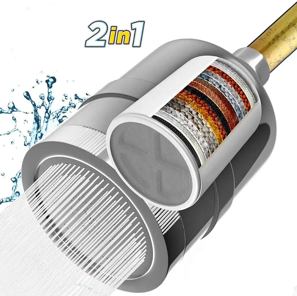 10 12 15 Stufen Dusch filter 3 Zoll Voll chrom filter Dusch kopf High Flow leistungs starker fester Spa Filter Dusch kopf