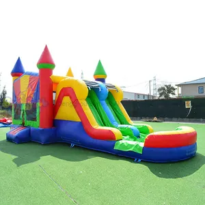 Jumper Bouncing Castle Bouncing Rumah Bulan Dalam Ruangan Komersial dengan Seluncuran Air Tiup Mini Digunakan Moonwalker Bouncer Lompat