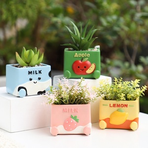 Maceta de Resina con Diseño de Fresa y Limón Kawaii ROOGO, Maceta Creativa con Temática de Frutas para Decoración de <span class=keywords><strong>Hogar</strong></span>, Oficina y Escritorio, Regalo - Product Image 4