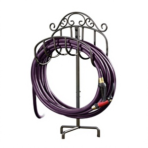 Support de tuyau d'arrosage autoportant en acier inoxydable réglable avec piquets de fixation au sol, démontable sans outil, robuste - Product Image 1