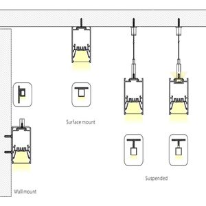 Luminaire linéaire <span class=keywords><strong>LED</strong></span> <span class=keywords><strong>T5</strong></span> étanche IP20, 50x75mm, montage en caténaire, 3000K 4000K 6000K, installation en surface, puce SMD2835, haute luminosité pour bureau - Product Image 4