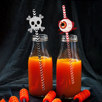 Décoration d'Halloween 24pcs pailles halloween araignée citrouille lanterne sorcière pailles