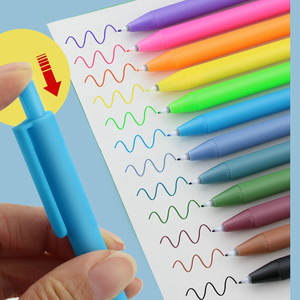 6 adet geri çekilebilir tıklama vuruntu ince fırça ucu sanat çizim sakin koyu şeker parlak Pastel renk su bazlı işaretleyici renk jel kalem - Product Image 4