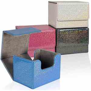 Boîte de rangement horizontale exclusive à paillettes pour plus de 100 cartes - Étui TCG scintillant et brillant - Rangement latéral pour Commander Pokémon - Product Image 1