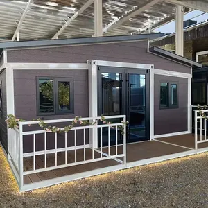 Maison conteneur extensible avec terrasse et auvent, villa de glamping en acier léger, cabane de vacances portable pour complexe hôtelier et hébergement familial - Product Image 4
