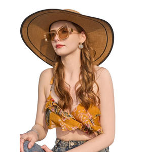 Chapeau en papier de style vacances, pare-soleil, protection solaire, visage apparent, chapeau tissé à la main décontracté pour petits enfants, 56-58 cm de tour de tête - Product Image 4