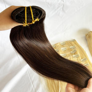 Extension de <span class=keywords><strong>cheveux</strong></span> Remy à clipser à double tirage Extensions de <span class=keywords><strong>cheveux</strong></span> 100% <span class=keywords><strong>cheveux</strong></span> humains à cuticule alignée - Product Image 6