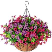 Arrangement floral multicolore de pétoniennes artificielles suspendues pour balcon, véranda, intérieur, patio, décoration de porte d'entrée