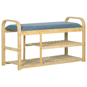 Bamboo Shoe <b>Rack</b> With Cushioned Seat Multi Tier Storage For Entryway Changing Shoes Dustproof Minimalist Design - Product Image 5