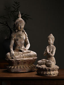 Statue de Bouddha Lotus Sereine Personnalisable, <span class=keywords><strong>Figurine</strong></span> en Résine Finition Or pour Fontaine d'Intérieur, Bureau, Cadeau Paisible - Product Image 6