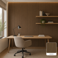 Panneau mural WPC en bois brun à grain droit de 9 mm, revêtement imperméable pour l'intérieur, pour projets hôteliers, bureaux, halls d'accueil