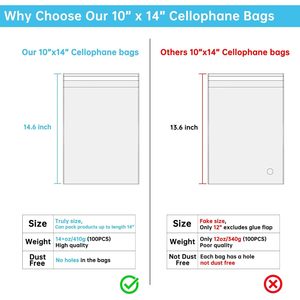 Bolsas de Celofán Autosellables de 10x14 Pulgadas, Transparentes y Reutilizables, para Almacenamiento de Ropa, Organizador Rectangular de Polipropileno PP - Product Image 2