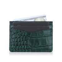 Dompet kartu pola buaya kulit Pu kustom pemegang pemblokiran RFID minimalis Ideal untuk penggunaan bisnis profesional dan sehari-hari