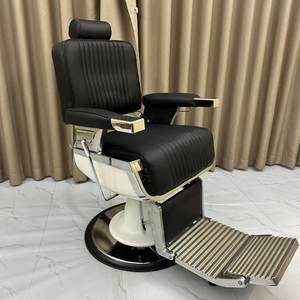 Durable Multi-Functional Luxury Hair Salon Furniture Black <b>Gold</b> Vintage Reclining Heavy-Duty Hydraulic Pump Hair Cutting <b>Chair</b> - Product Image 1