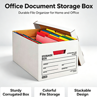Cajas de Cartón Corrugado Personalizadas con Tapas y Asas, Cajas de Almacenamiento de Documentos de Oficina con Relieve