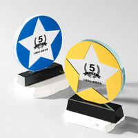 Trophée en cristal K9 personnalisé, nouveau design, haute qualité, écologique, avec cadre en verre, médaille étoile, impression UV, gravure laser, verre artistique coloré