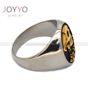 남성용 베스트 셀러 레트로 실버 해골 고딕 타원형 모양의 고급 스테인레스 스틸 패션 보석 반지 - Product Image 5