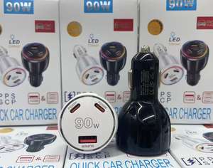 Pengisi daya mobil USB C ganda PD pemantik rokok cepat, adaptor pengisi daya mobil <span class=keywords><strong>3</strong></span>-Port 90w QC3.0 tipe CUsb a - Product Image 5