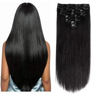 Extensions de cheveux humains brésiliens vierges Remy lisses à clipser, qualité 8A-12A, tissage machine, toutes couleurs disponibles, prix abordable