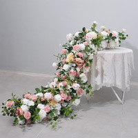 Vente en gros de chemin de fleurs artificielles chemin de fleurs de table de mariage chemin de table de fleurs artificielles pour la décoration de mariage