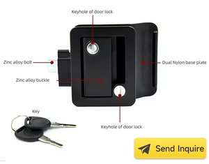 Loquet de <span class=keywords><strong>porte</strong></span> extérieure chromé en alliage de zinc noir pour <span class=keywords><strong>camping</strong></span>-<span class=keywords><strong>car</strong></span>, caravane, VR avec pêne dormant à palette - Product Image 5