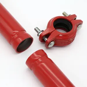 UL & FM証明書赤い塗装溝付きASTM A795 SCH40 SCH10消防スプリンクラーパイプと継手