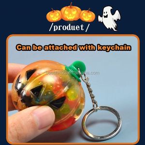ของเล่นบีบฟองน้ำรูปฟักทองฮาโลวีนพร้อมพวงกุญแจ ของเล่นบีบคลายเครียด TPR ของเล่นบีบฟองน้ำใส่ลูกปัดสำหรับเทศกาลผี ของเล่นบีบฟองน้ำสำหรับเด็ก - Product Image 4