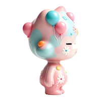 Figurine en PVC Pastel Ballon Daisy Star Head, Dégradé Rose Bleu, Mignonne Poupée en Vinyle, Fabrication Chinoise OEM Personnalisée, Cadeau d'Anniversaire Idéal