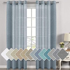 Rideaux semi-transparents en faux lin XinLan, voilages filtrant la lumière pour chambre et salon - Product Image 1