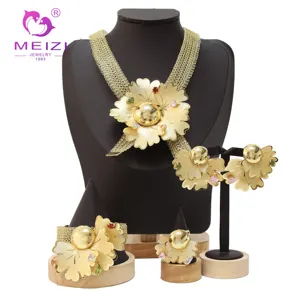 MEIZI JEWELRY Handmade Copper and Gold Plated Jewelry Set for Women for Wedding Engagement Party Nigerian Style