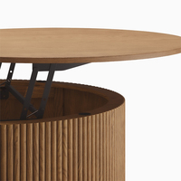 Style ferme petit appartement stockage de levage Table basse salon stockage multifonctionnel Table à thé ronde en bois