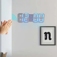 Horloge numérique LED 3D en gros, lumière LED 12/24h, horloge murale de table, veilleuse, réveil, luminosité réglable, réveil numérique