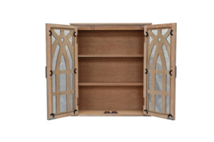 Armadietto da Parete Vintage con Ante Decorative Intagliate, <span class=keywords><strong>Mobile</strong></span> Sospeso in Legno Rustico per <span class=keywords><strong>Bagno</strong></span> e Casa - Product Image 5