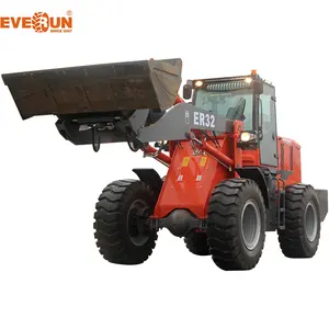 Everun CE Aprobado nuevo diseño Er32 3.2ton granja cargadora de ruedas articulada con cubo estándar