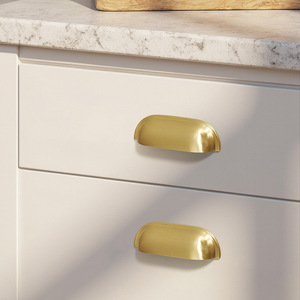 Coquille américaine semi-ronde rétro Bronze poignée moderne salon laiton tiroir et armoire <span class=keywords><strong>porte</strong></span> armoire vieille poignée dorée - Product Image 4