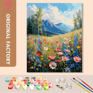 Aixsgy Pintura por Números, Campo de Flores de Montaña, Arte en Lienzo, Kit DIY Hecho a Mano, Estilo Pastoral Rectangular - Product Image 1