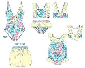 Maillot de bain d'été assorti pour la famille OEM Maillot de bain maman/papa et moi imprimé Lilly Maillot de bain pour enfants