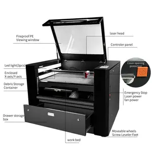 Novo tipo de máquina de corte a laser 9060 co2 para máquina de acrílico 100w, resfriador embutido de tamanho pequeno, economiza espaço