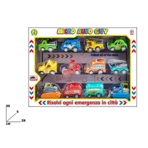 <b>Micro</b> Auto City Metal Diecast Toy Cars Set 12 Pieces 1:64 <b>Scale</b> Pull-Back Action 28x20x5 Cm for Kids Age 3+ - Product Image 1
